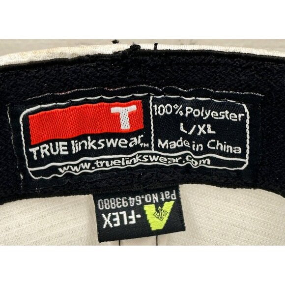 True Linkswear Golf Hat Cap L/XL 6 Panel White Embroidered Fitted A-Flex - Picture 6 of 6